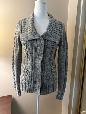 St. John's Bay Cardigan Women’s Size S Gray Cable Knit Sweater